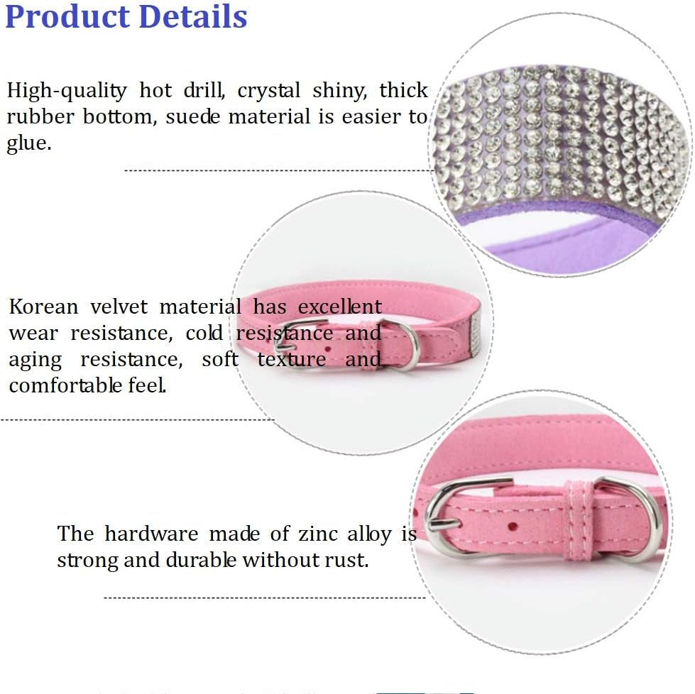 Microfiber Pet Dog Collar Leashes Set, Reflective Dog Collar, Double-Layer Soft Leather Pet Leash, Cat Dog Collar Leash Set, Pet Collar Leash for Small & Medium Dogs