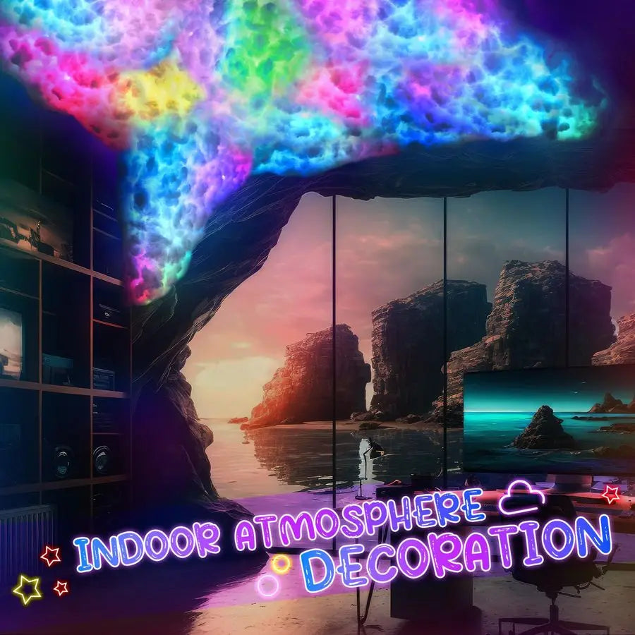 Thundercloud LED Light Kit Cotton Cloud Music Sync Multicolor Changing Strip Light Atmosphere DIY Creative Thunder Cloud Lamp Wa
