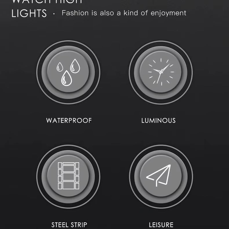Top Original Men Quartz Watch Blue Waterproof Watch for Men Stainless Steel Quartz Men Luxury Watch Luminous Wristwatch