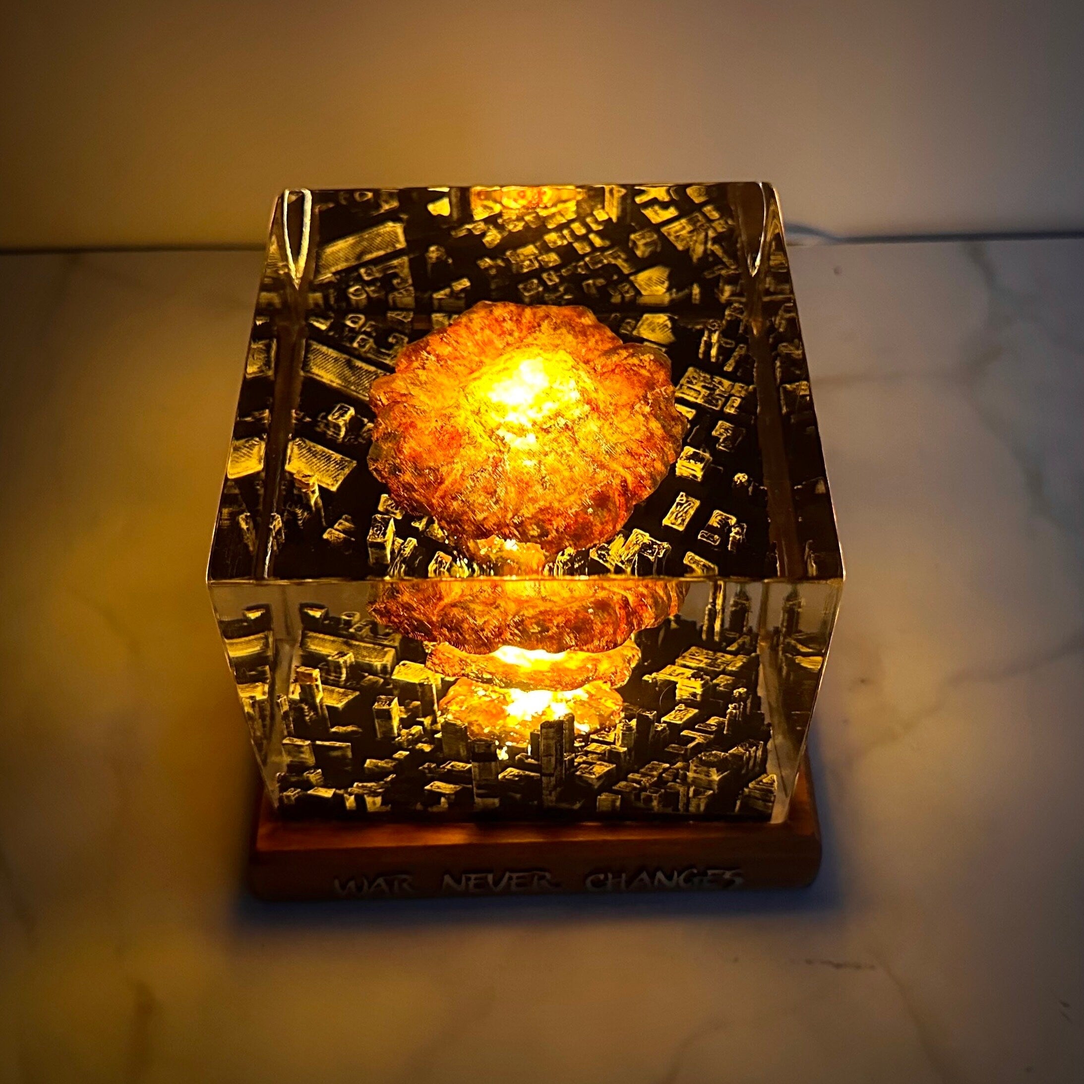 Atomic Bomb Diorama Lamp: Nuke Explosion Resin Art, Epoxy Resin Art, Storm Cloud Lamp, Gift for Him, Fathers Day