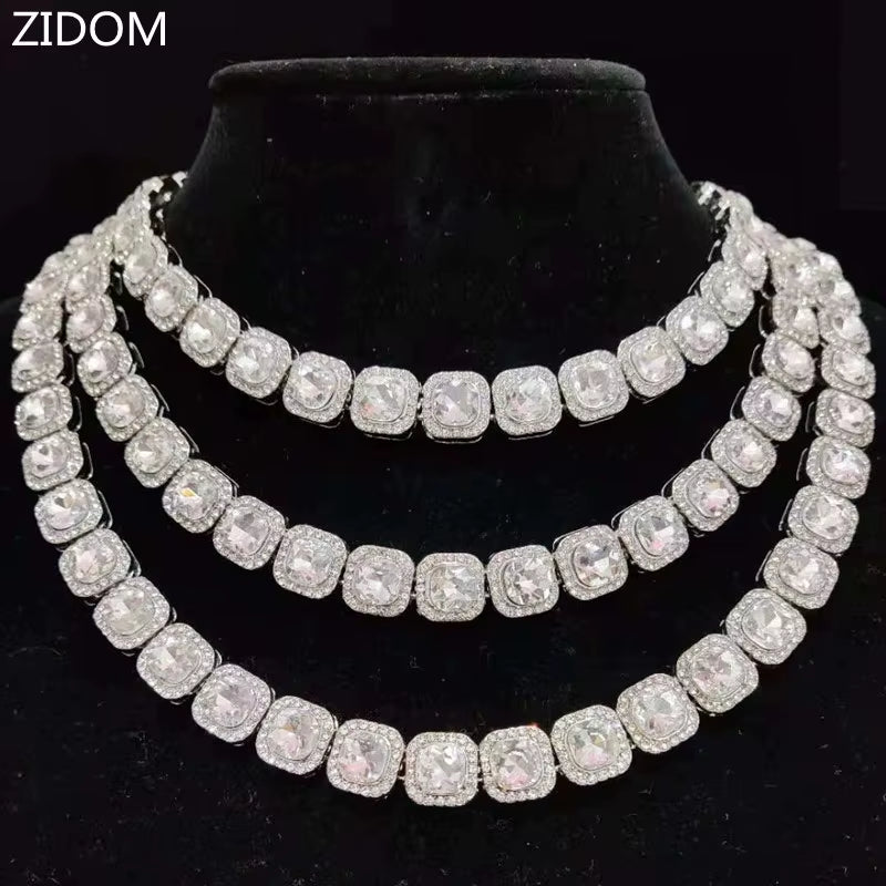 Men Women Hip Hop Chain Necklace 12.5Mm Width Square Chain Iced Out Bling Bling Hiphop Necklaces Fashion Charm Jewelry