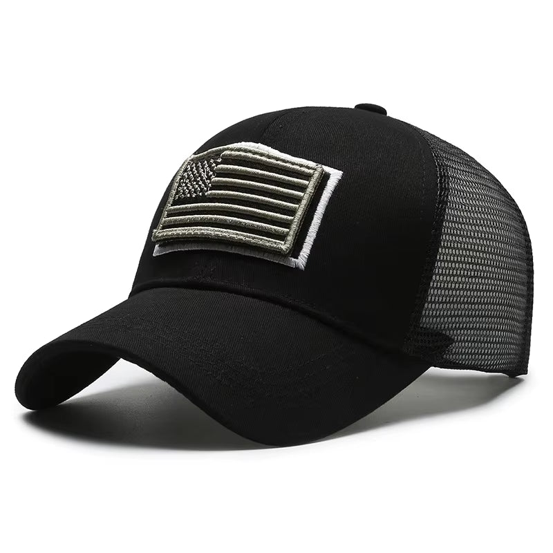 Men American Flag Camouflage Baseball Cap Male Outdoor Breathable Tactics Mountaineering Peaked Hat Adjustable Stylish Casquette