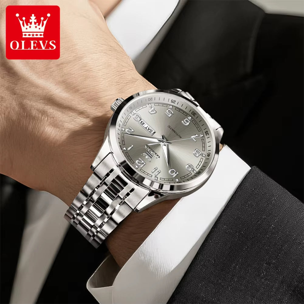 Luxury Watch for Men Automatic Mechanical Wristwatches Classic Men Watch Waterproof Gray Dial Luxury Brand Date Week 7077