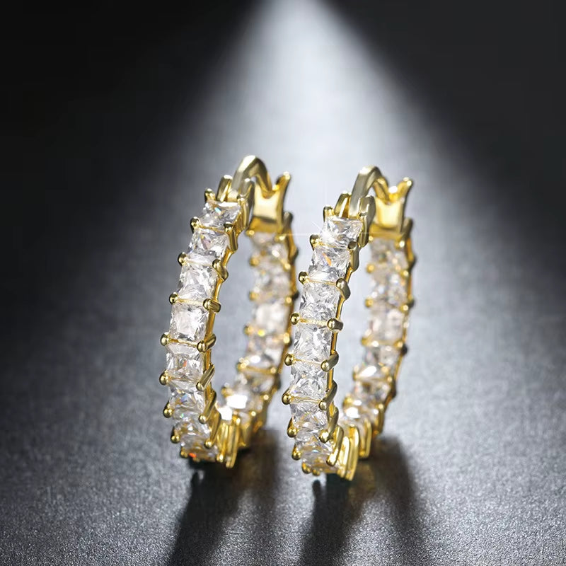 New Trendy Cubic Zirconia Earrings Hoops for Women Party Daily Wearable Delicate Girl Earrings Bling Bling Female Jewelry