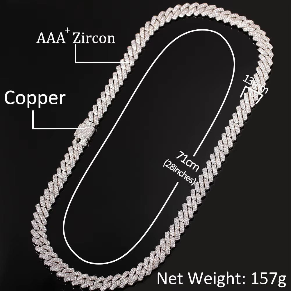 Prong 13Mm Cuban Chain Micro Pave Cubic Zircon Mixed Luxury Bling Bling Full Iced Out Charms Hiphop Jewelry