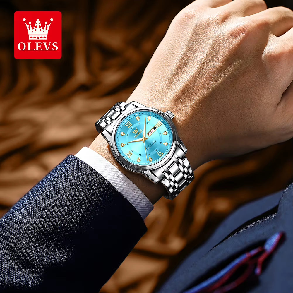 Top Original Men Quartz Watch Blue Waterproof Watch for Men Stainless Steel Quartz Men Luxury Watch Luminous Wristwatch