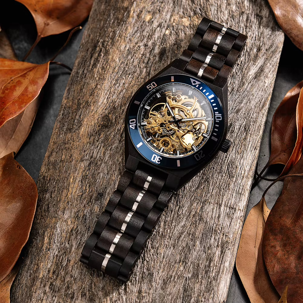Relogio Masculino Watch for Men Luxury Brand Wooden Automatic Mechanical Watches 42 Mm Stainless Stee Custom Gift