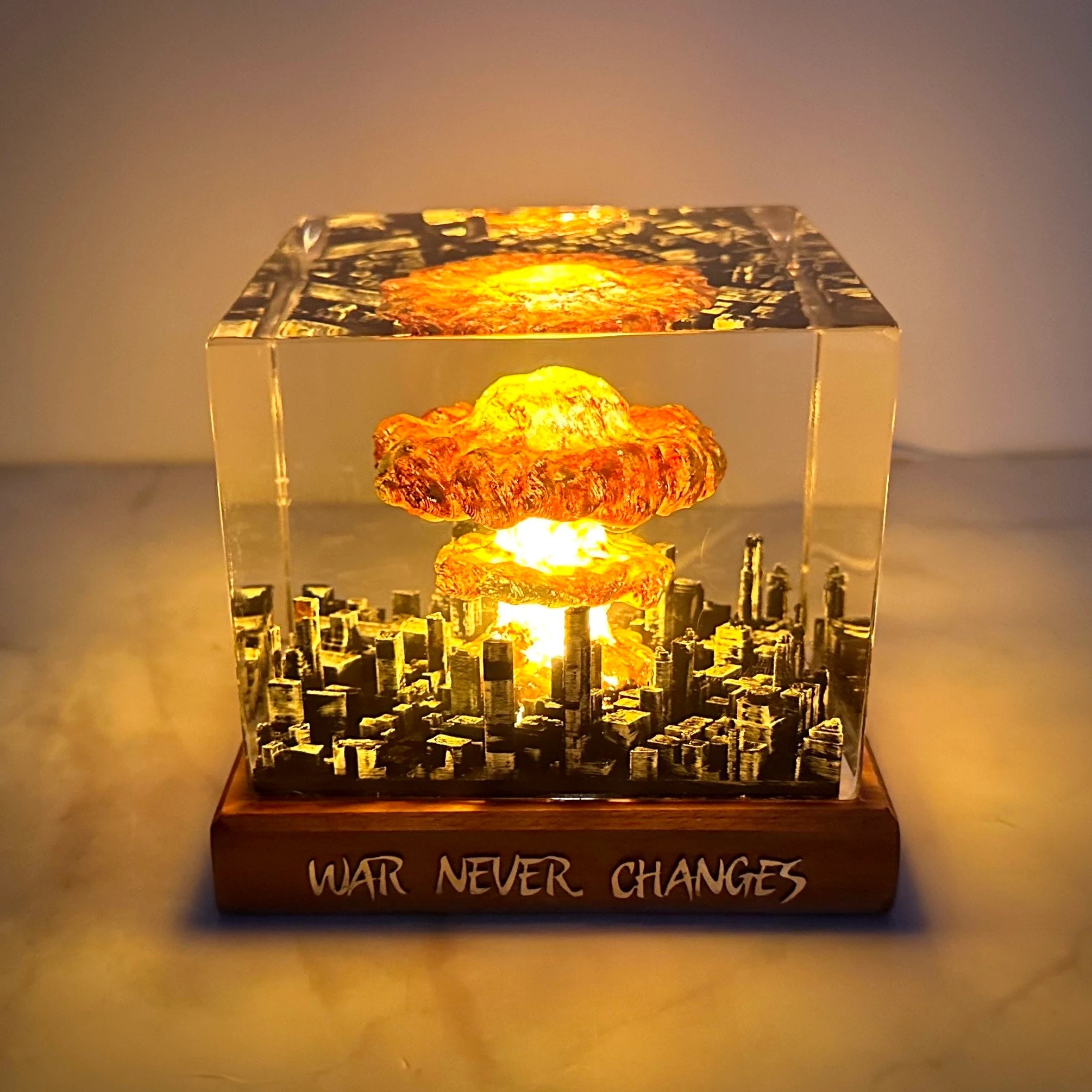 Atomic Bomb Diorama Lamp: Nuke Explosion Resin Art, Epoxy Resin Art, Storm Cloud Lamp, Gift for Him, Fathers Day