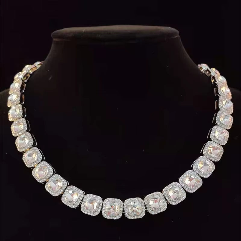 Men Women Hip Hop Chain Necklace 12.5Mm Width Square Chain Iced Out Bling Bling Hiphop Necklaces Fashion Charm Jewelry