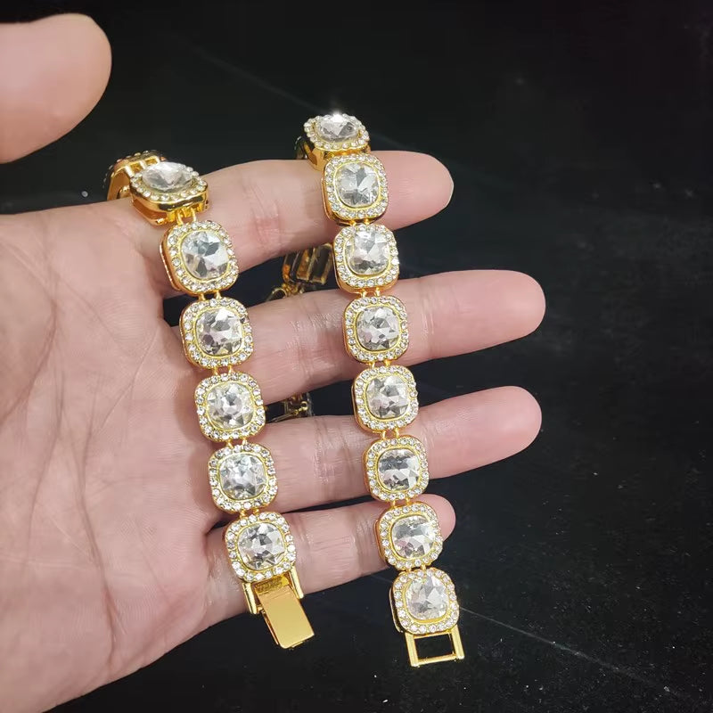Men Women Hip Hop Chain Necklace 12.5Mm Width Square Chain Iced Out Bling Bling Hiphop Necklaces Fashion Charm Jewelry