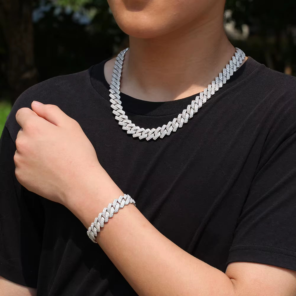 Prong 13Mm Cuban Chain Micro Pave Cubic Zircon Mixed Luxury Bling Bling Full Iced Out Charms Hiphop Jewelry