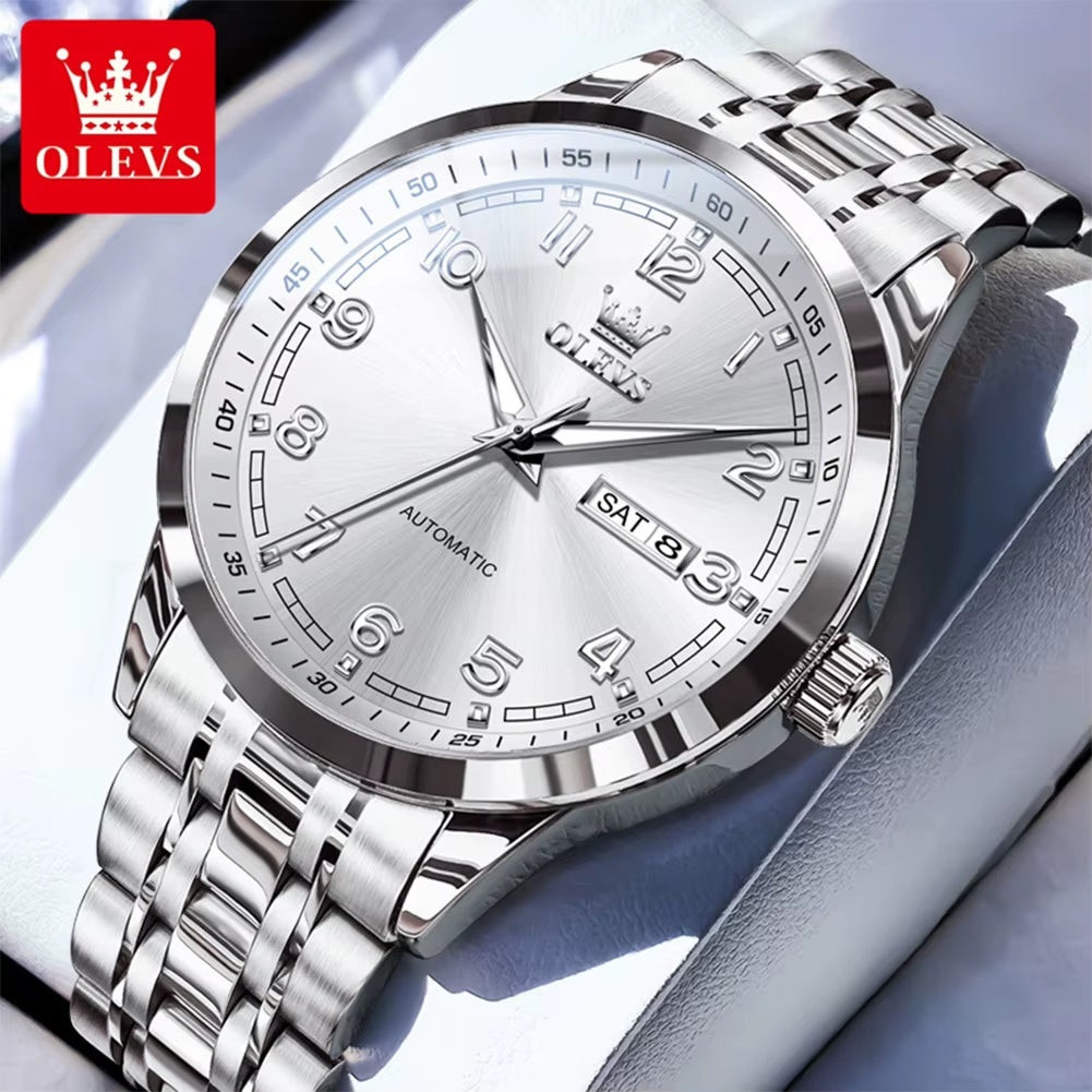 Luxury Watch for Men Automatic Mechanical Wristwatches Classic Men Watch Waterproof Gray Dial Luxury Brand Date Week 7077