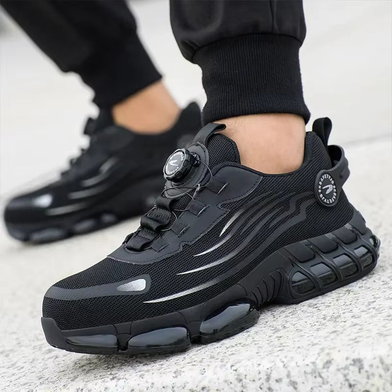 Rotating Button New Safety Shoes Men Anti-Smash Anti-Puncture Work Shoes Fashion Men Sport Shoes Security Protective Boots Men