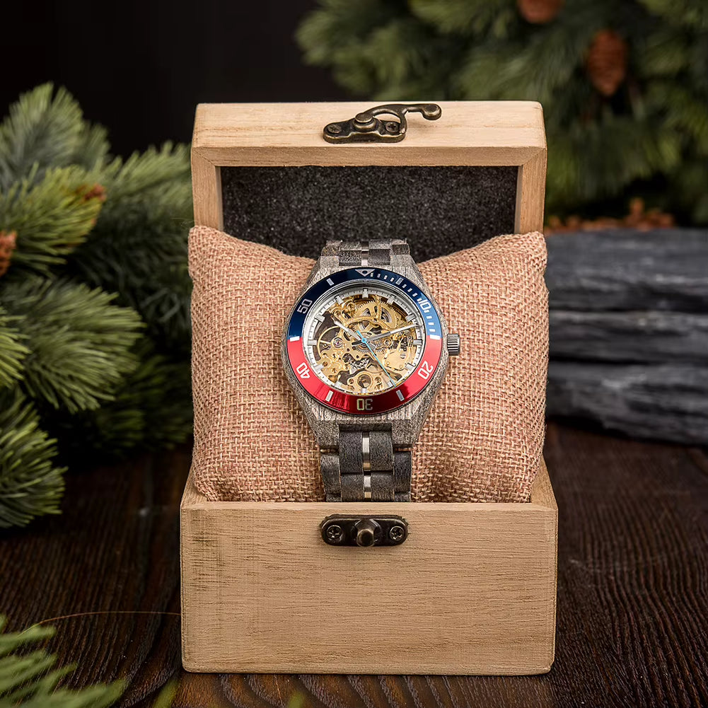 Relogio Masculino Watch for Men Luxury Brand Wooden Automatic Mechanical Watches 42 Mm Stainless Stee Custom Gift