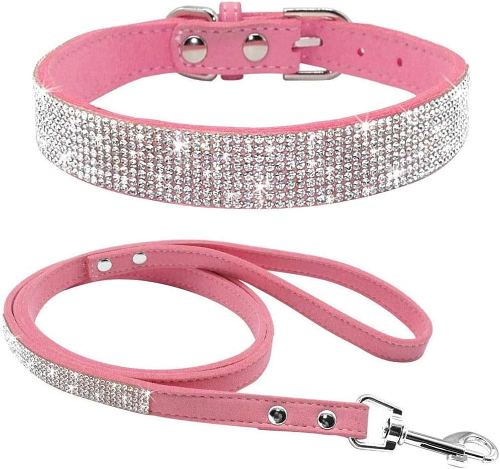 Microfiber Pet Dog Collar Leashes Set, Reflective Dog Collar, Double-Layer Soft Leather Pet Leash, Cat Dog Collar Leash Set, Pet Collar Leash for Small & Medium Dogs