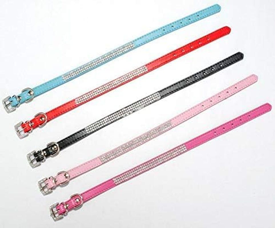 Cute Dazzling Sparkling Elegant Fancy PU Leather Bling Rhinestone Crystal Jeweled Pet Cat Dog Puppy Collar(Pink,S)