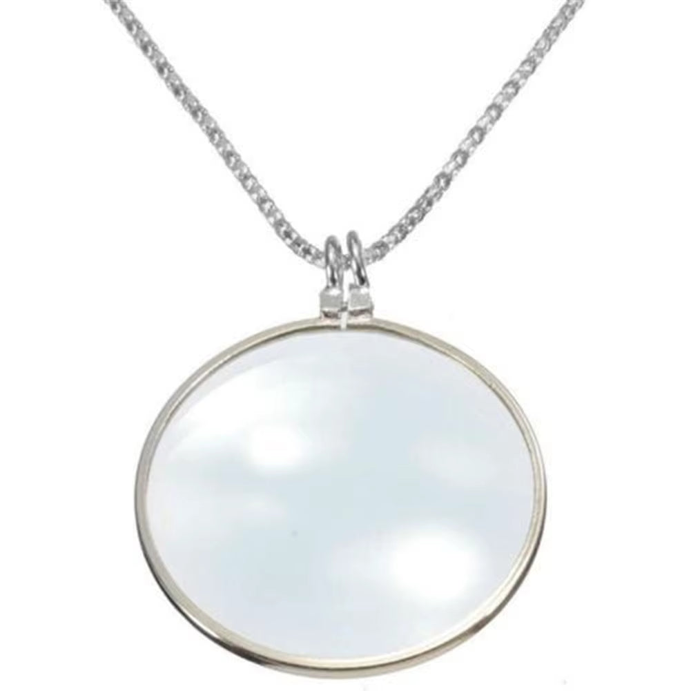 Hot Sale 5X Magnifier round Reading Magnifying Glass Monocle Lens Pendant Long Gold Silver Plated Chain Necklace Gift