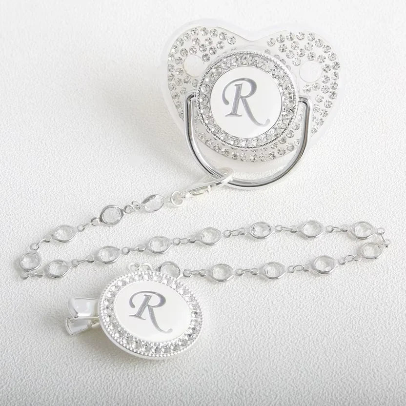 Luxury Initial Letter Baby Pacifier with Chain