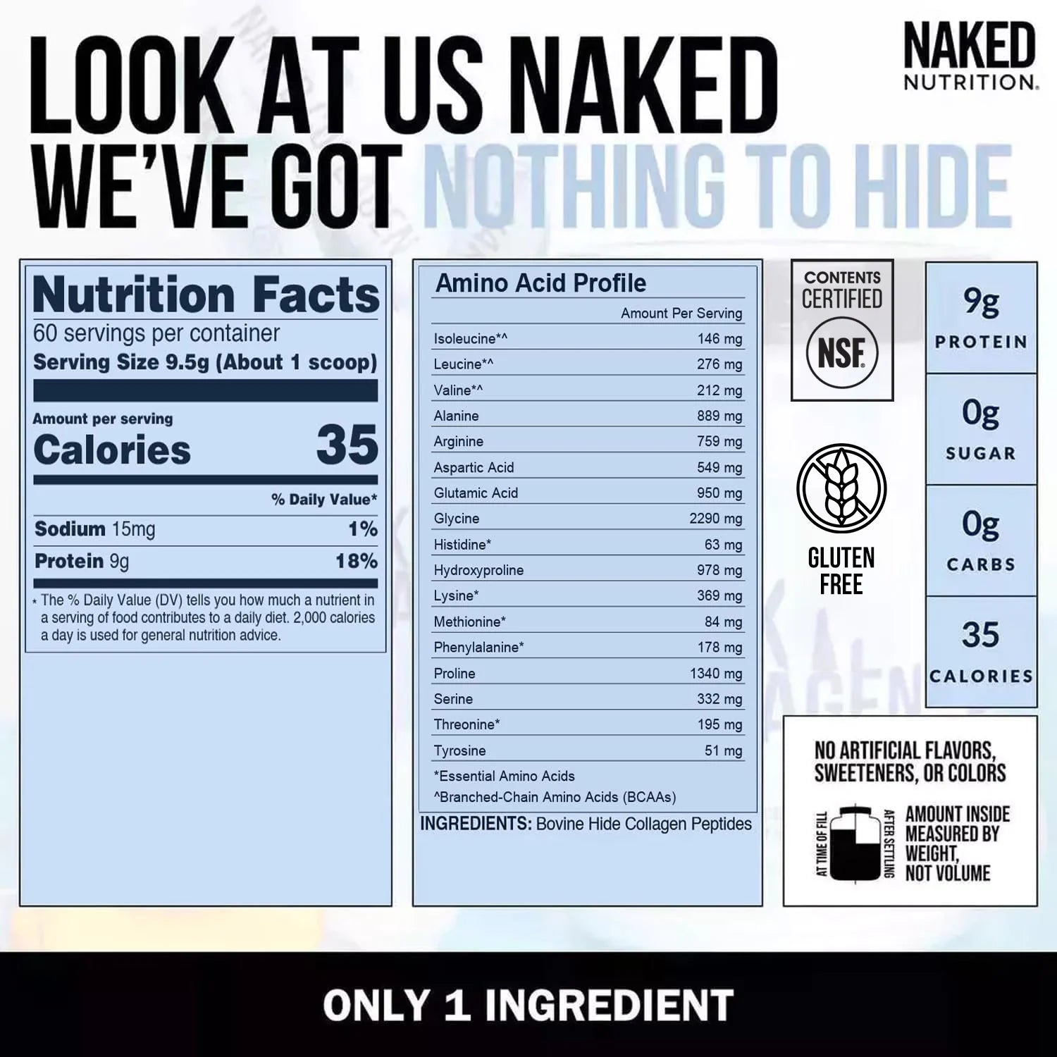 Collagen Peptides Protein Powder | Naked Collagen - 20 Oz