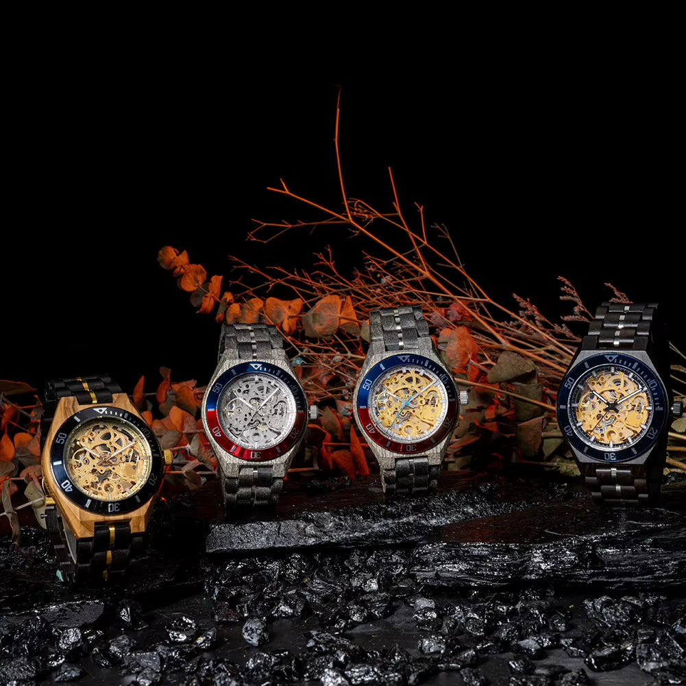 Relogio Masculino Watch for Men Luxury Brand Wooden Automatic Mechanical Watches 42 Mm Stainless Stee Custom Gift