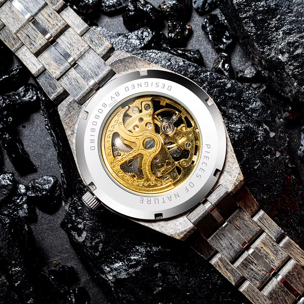 Relogio Masculino Watch for Men Luxury Brand Wooden Automatic Mechanical Watches 42 Mm Stainless Stee Custom Gift