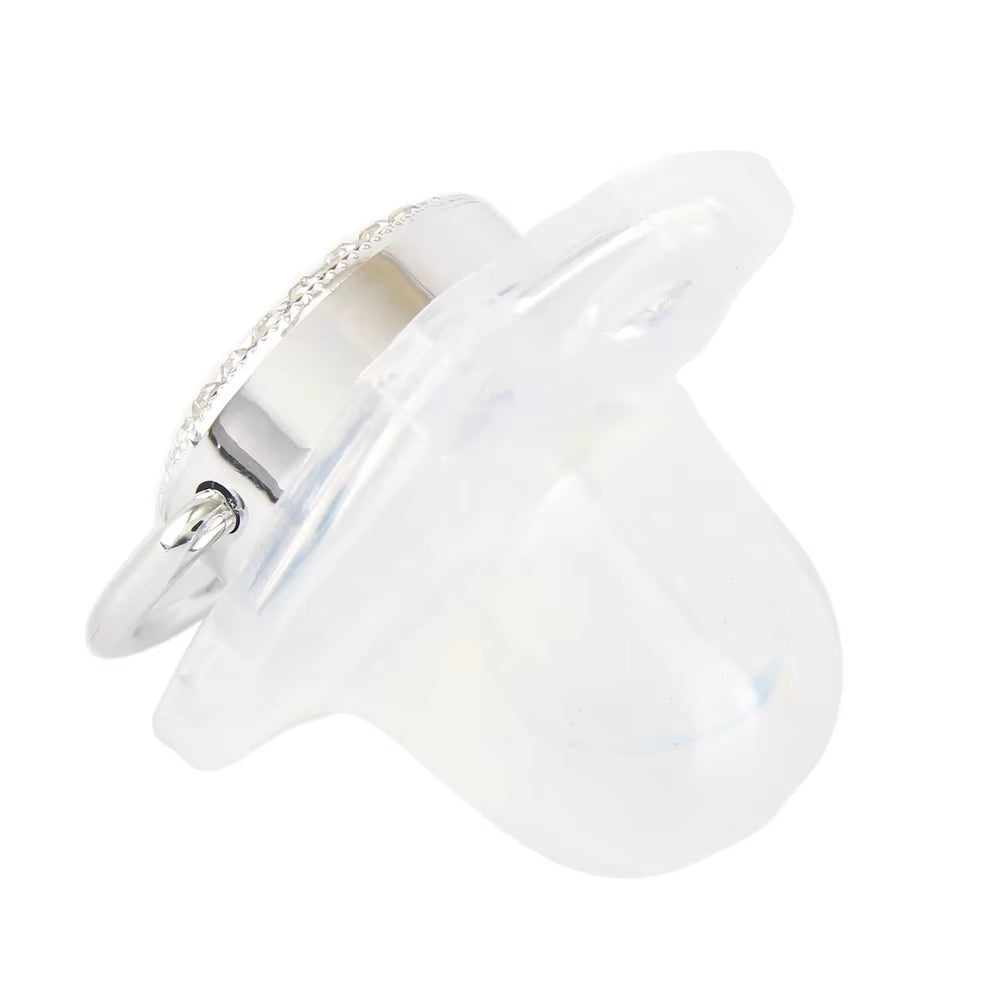26 Initial Letter Transparent Baby Pacifier with Chain BPA Free Luxury Silver Dummy Soother