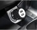 Dual USB Car Charger Bling Bling Handmade Rhinestones Crystal Car Decorations for Fast Charging Car Decors for Iphone/Samsung