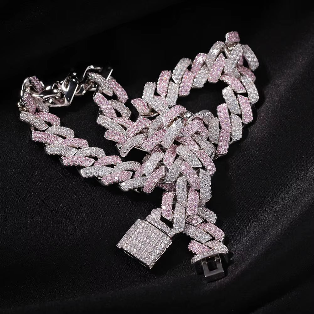 Prong 13Mm Cuban Chain Micro Pave Cubic Zircon Mixed Luxury Bling Bling Full Iced Out Charms Hiphop Jewelry