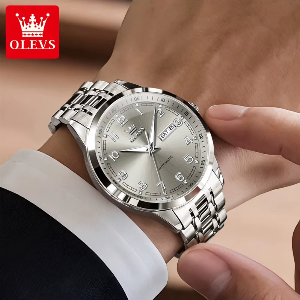 Luxury Watch for Men Automatic Mechanical Wristwatches Classic Men Watch Waterproof Gray Dial Luxury Brand Date Week 7077