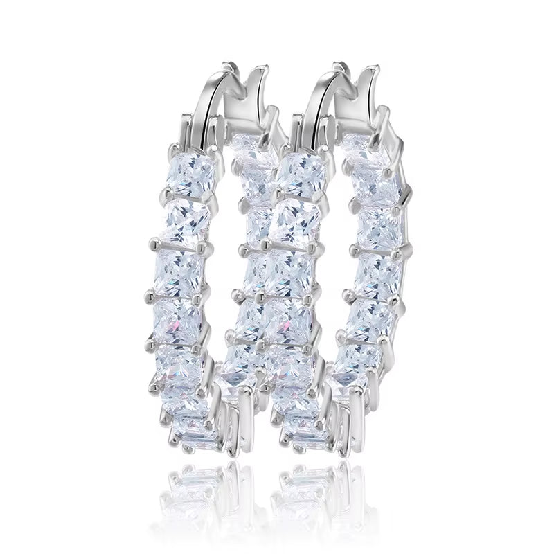 New Trendy Cubic Zirconia Earrings Hoops for Women Party Daily Wearable Delicate Girl Earrings Bling Bling Female Jewelry