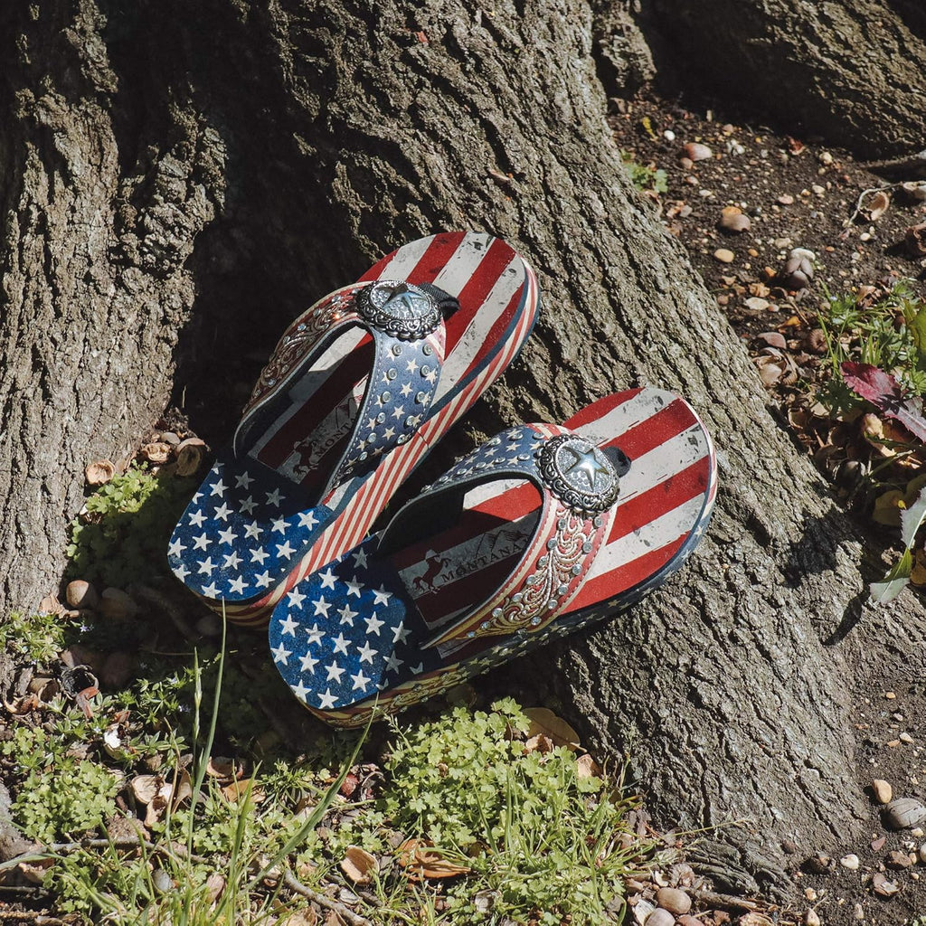 Women'S Flip Flop American Flag Pride Star Wedge Sandals Patriotic Comfort Flip Flop Slippers Red CW-US06-S089RD-10