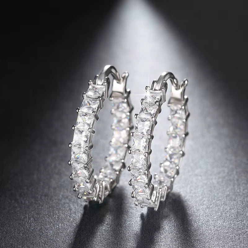 New Trendy Cubic Zirconia Earrings Hoops for Women Party Daily Wearable Delicate Girl Earrings Bling Bling Female Jewelry