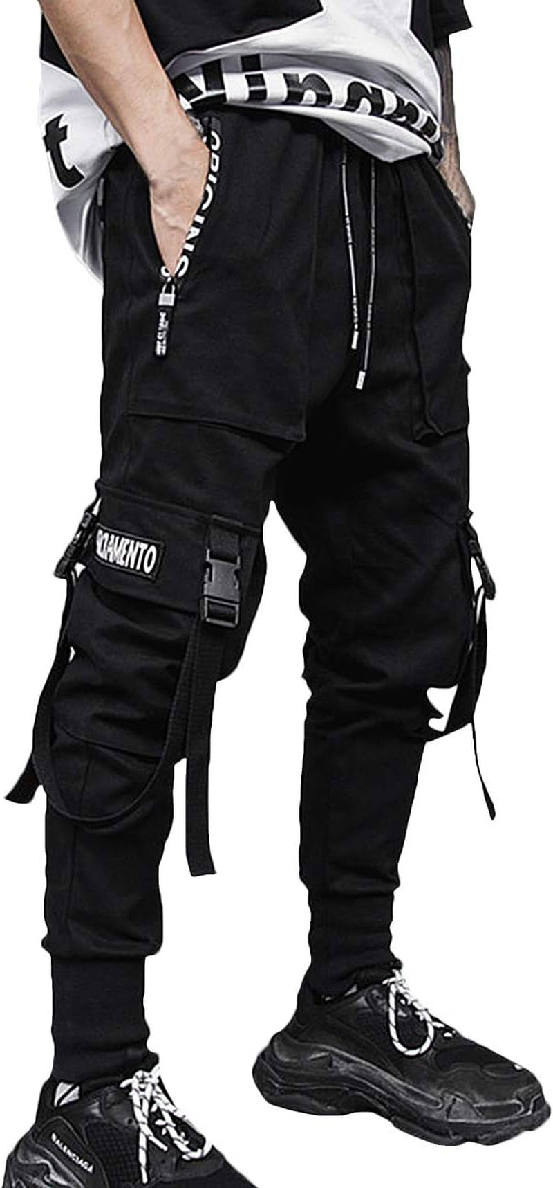 Men'S Punk Rock Street Harem Pants, Hip Hop Techwear Jogger Sport Pants