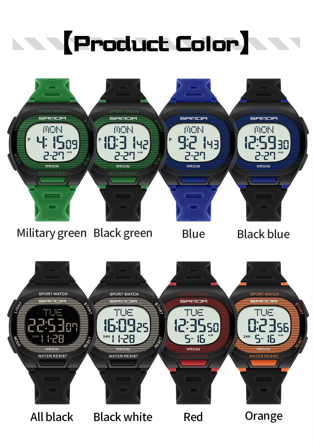 Fashion  New 22195 Luxury Men'S Electronic Watch Sports Multifunctional Countdown Waterproof Men'S Electronic Watch