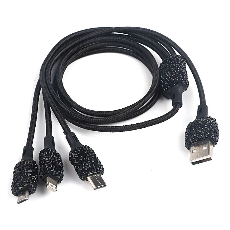 Dual USB Car Charger Bling Bling Handmade Rhinestones Crystal Car Decorations for Fast Charging Car Decors for Iphone/Samsung