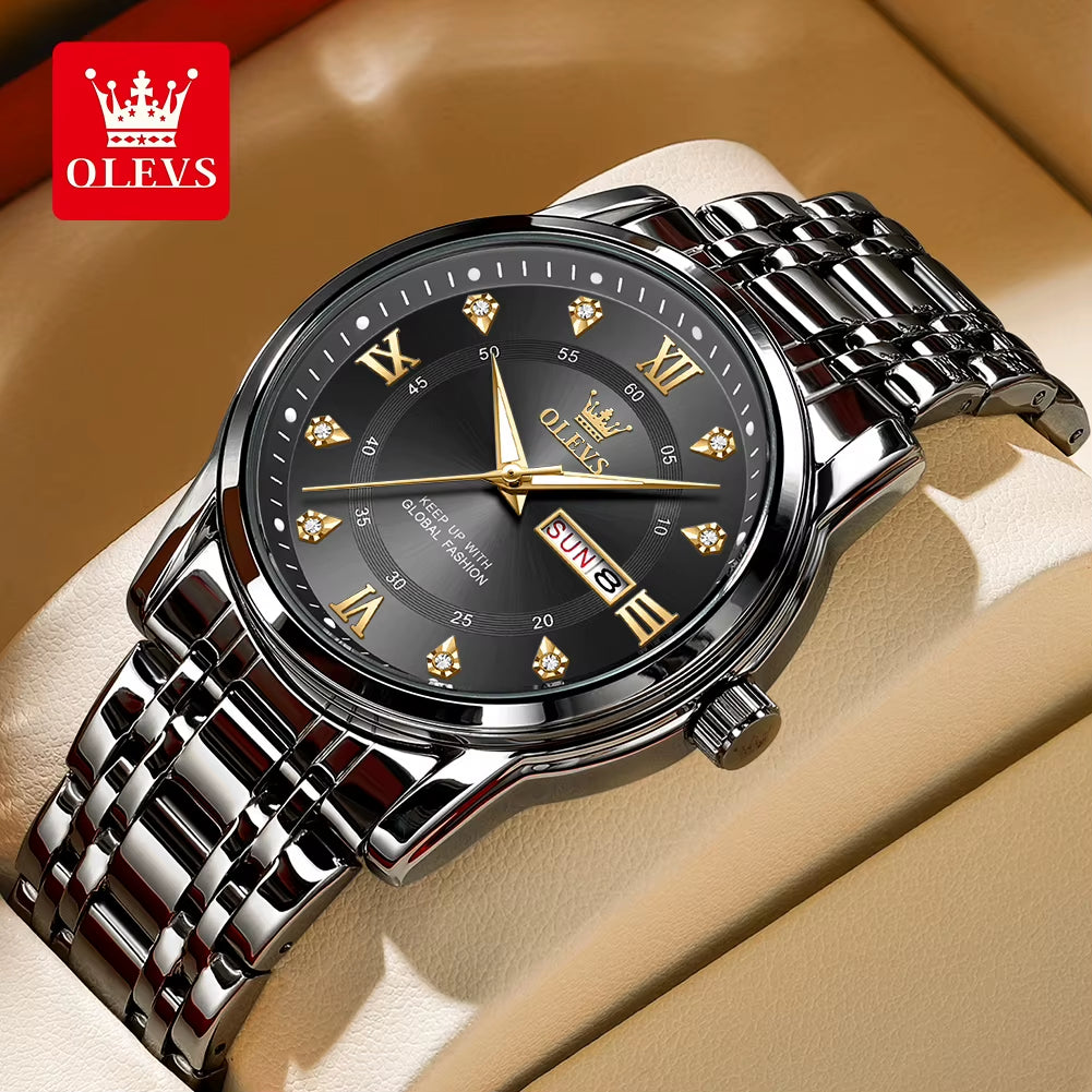 Top Original Men Quartz Watch Blue Waterproof Watch for Men Stainless Steel Quartz Men Luxury Watch Luminous Wristwatch