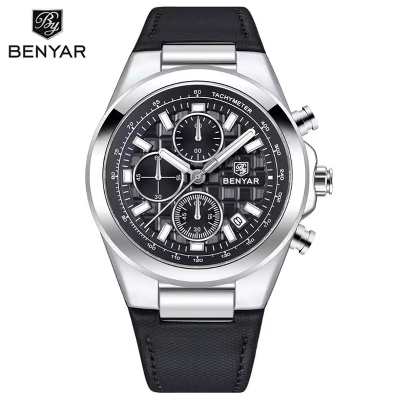 2024 New Men'S Quartz Watch Top Luxury Men'S Watch Chronograph Clock Waterproof Leather Men'S Luxury Watch