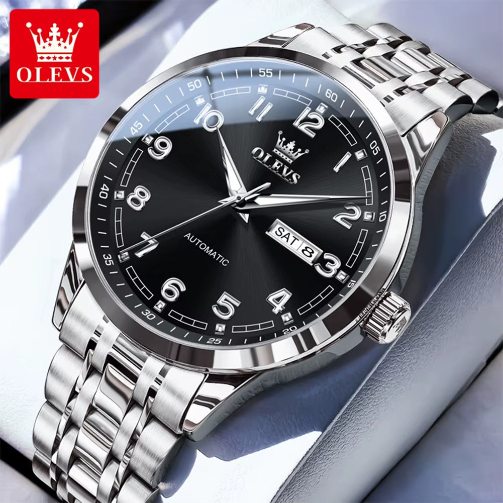 Luxury Watch for Men Automatic Mechanical Wristwatches Classic Men Watch Waterproof Gray Dial Luxury Brand Date Week 7077