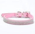 Cute Dazzling Sparkling Elegant Fancy PU Leather Bling Rhinestone Crystal Jeweled Pet Cat Dog Puppy Collar(Pink,S)