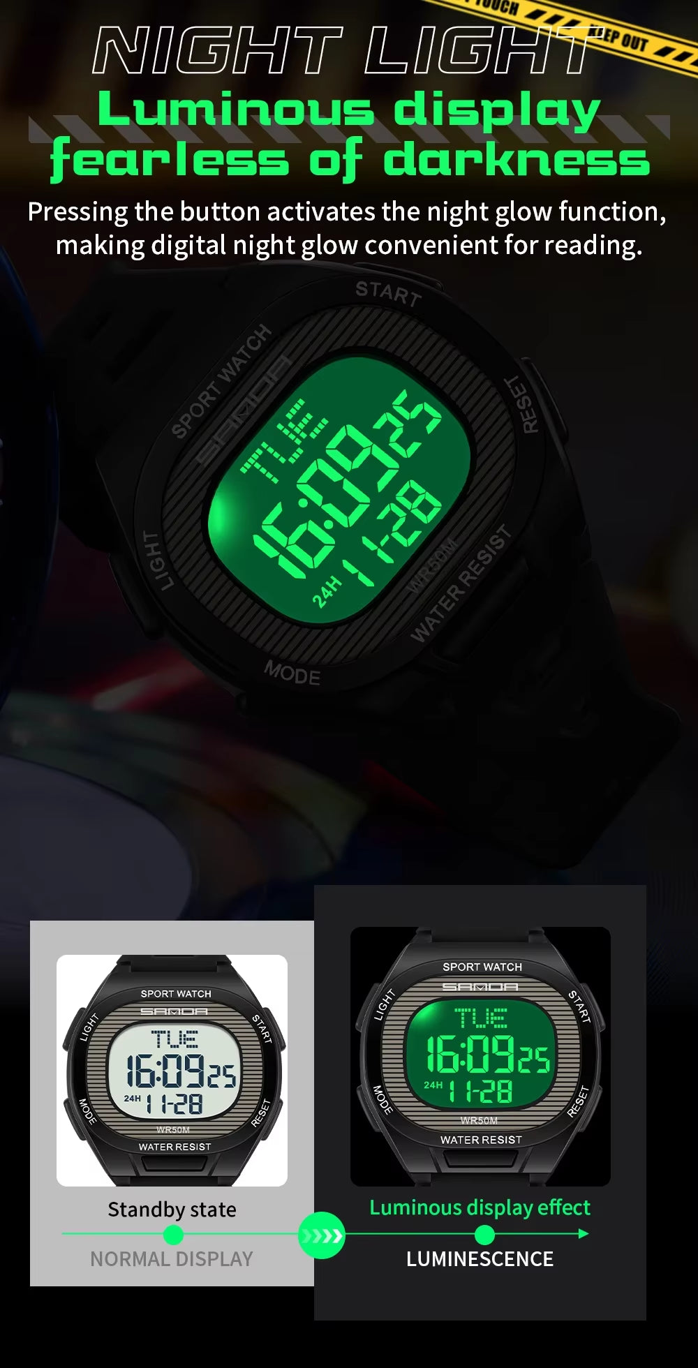 Fashion  New 22195 Luxury Men'S Electronic Watch Sports Multifunctional Countdown Waterproof Men'S Electronic Watch