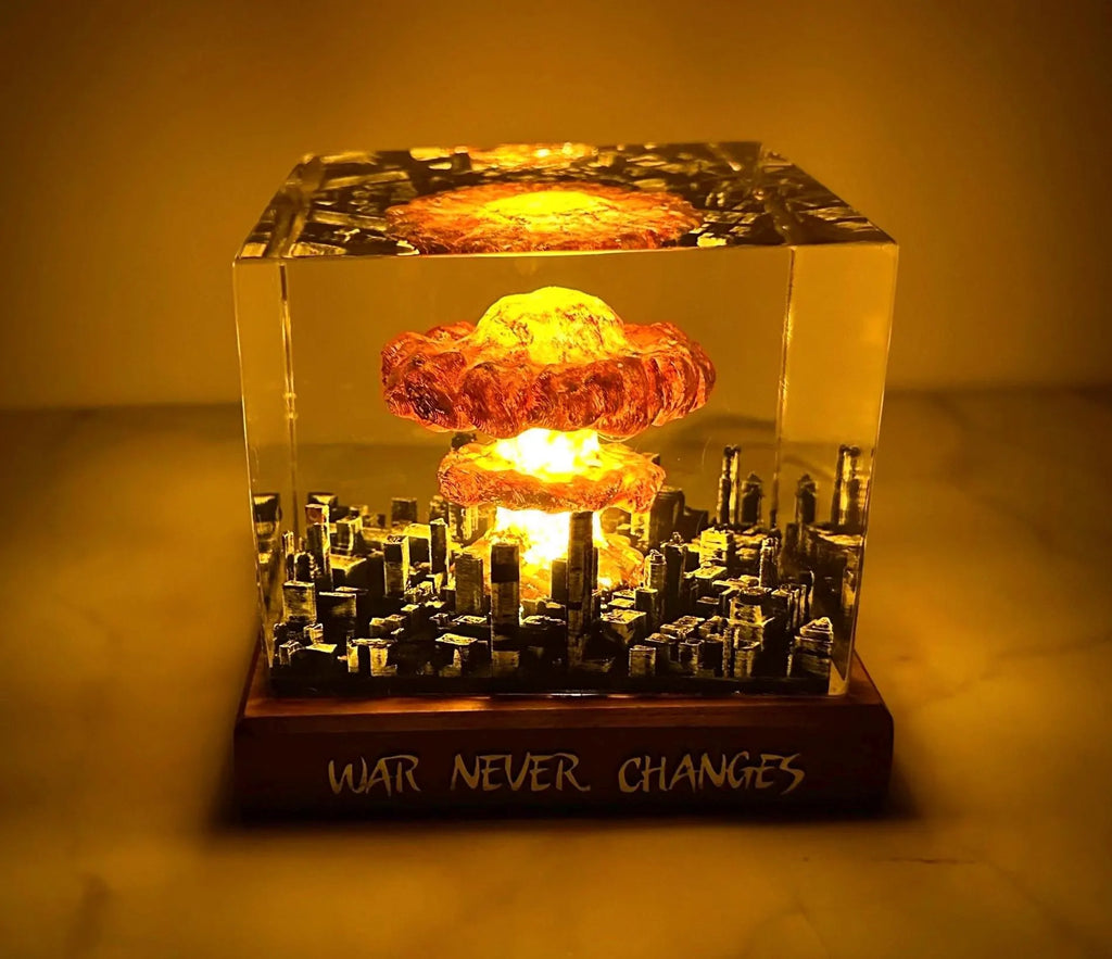 Atomic Bomb Diorama Lamp: Nuke Explosion Resin Art, Epoxy Resin Art, Storm Cloud Lamp, Gift for Him, Fathers Day