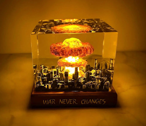 Atomic Bomb Diorama Lamp: Nuke Explosion Resin Art, Epoxy Resin Art, Storm Cloud Lamp, Gift for Him, Fathers Day