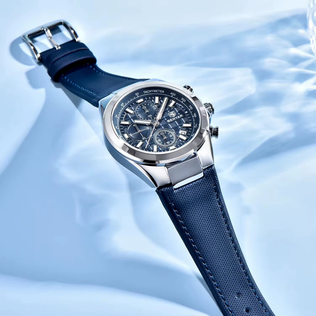 2024 New Men'S Quartz Watch Top Luxury Men'S Watch Chronograph Clock Waterproof Leather Men'S Luxury Watch