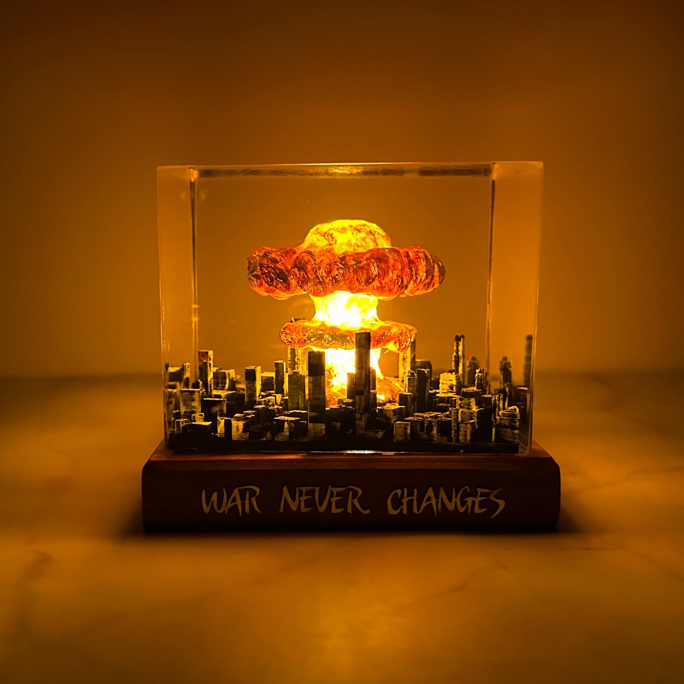 Atomic Bomb Diorama Lamp: Nuke Explosion Resin Art, Epoxy Resin Art, Storm Cloud Lamp, Gift for Him, Fathers Day