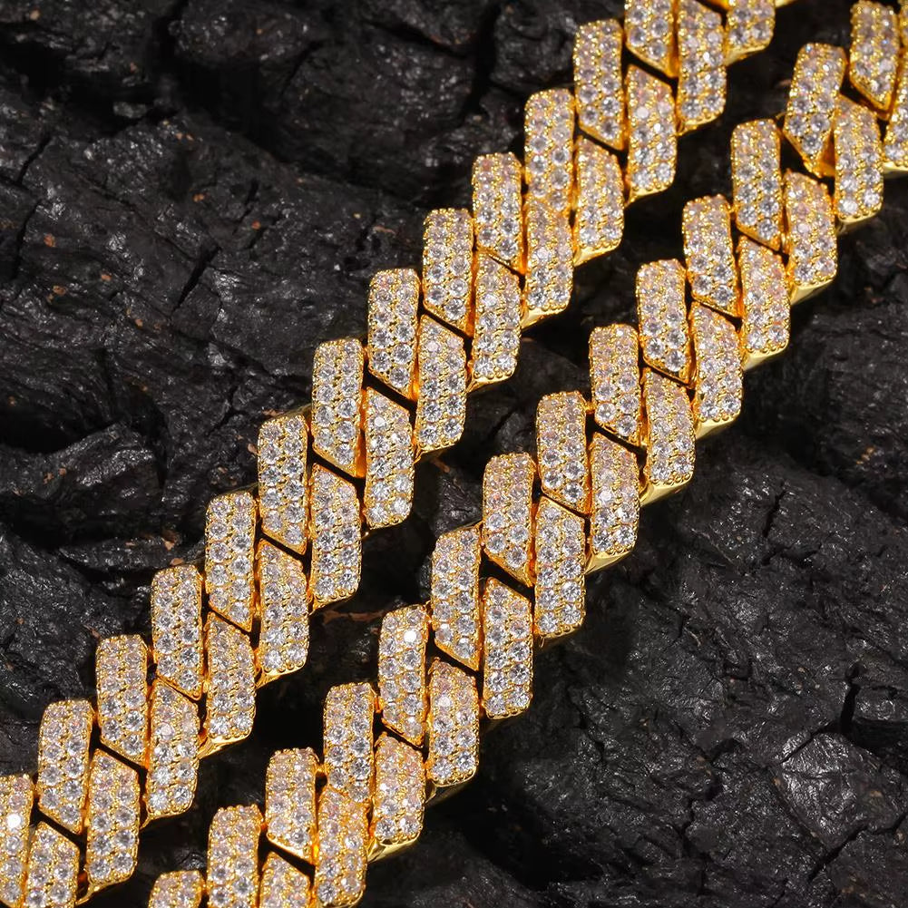 Prong 13Mm Cuban Chain Micro Pave Cubic Zircon Mixed Luxury Bling Bling Full Iced Out Charms Hiphop Jewelry