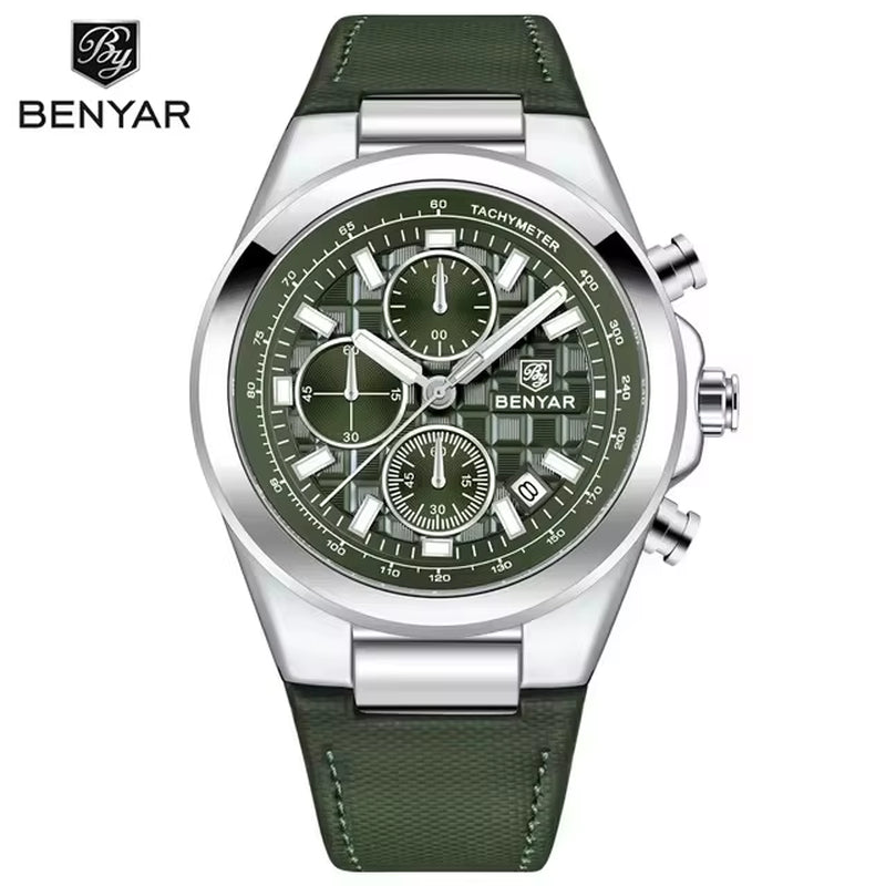 2024 New Men'S Quartz Watch Top Luxury Men'S Watch Chronograph Clock Waterproof Leather Men'S Luxury Watch