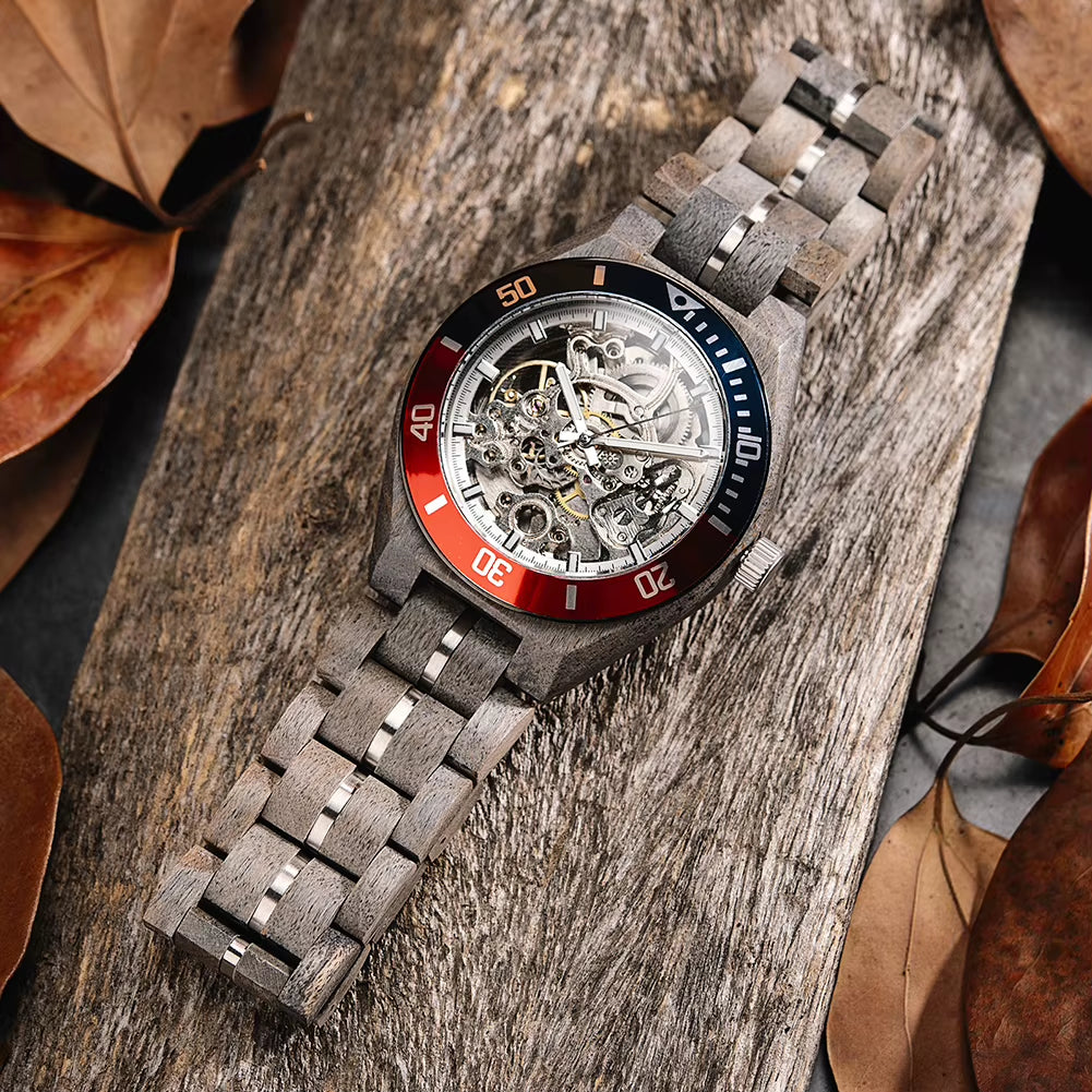 Relogio Masculino Watch for Men Luxury Brand Wooden Automatic Mechanical Watches 42 Mm Stainless Stee Custom Gift