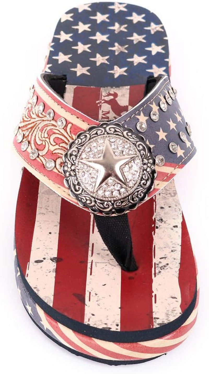 Women'S Flip Flop American Flag Pride Star Wedge Sandals Patriotic Comfort Flip Flop Slippers Red CW-US06-S089RD-10
