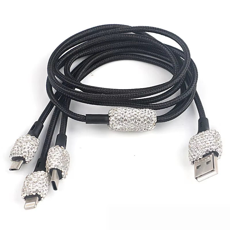 Dual USB Car Charger Bling Bling Handmade Rhinestones Crystal Car Decorations for Fast Charging Car Decors for Iphone/Samsung