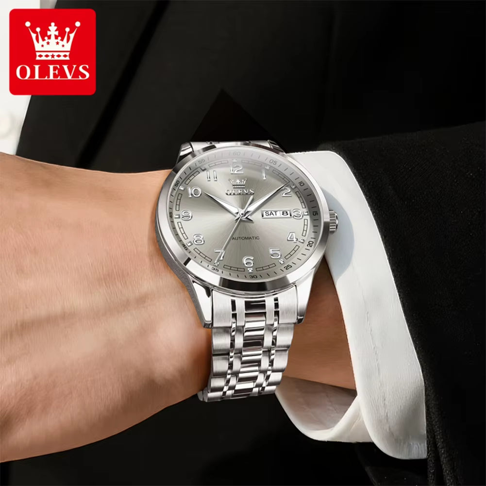 Luxury Watch for Men Automatic Mechanical Wristwatches Classic Men Watch Waterproof Gray Dial Luxury Brand Date Week 7077